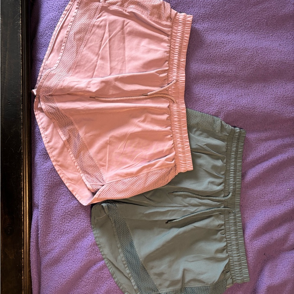 Source Unknown Pink and Olive Athletic Running Shorts